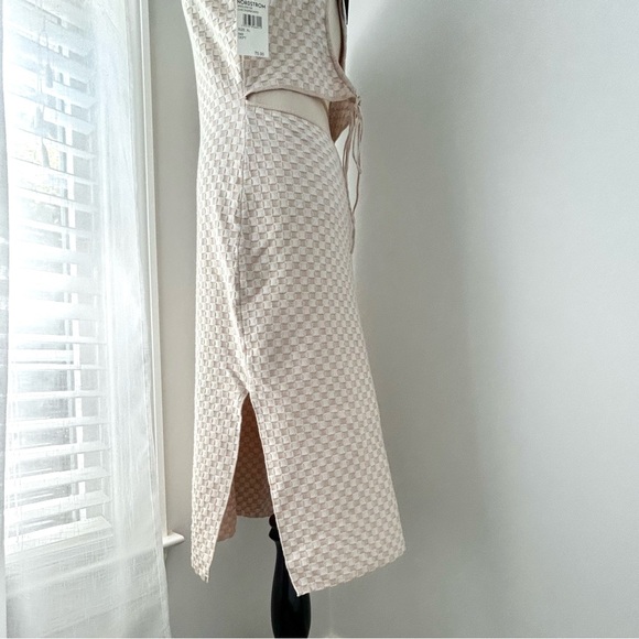 🏖️NWT Women’s Knit Checkerboard Short-Sleeve Maxi Dress. Cream/Tan. Size: XL - Picture 7 of 14